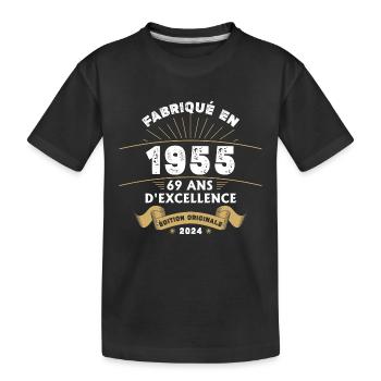 Made in 1955 69 Years of Original Excellence - Kids' Premium Organic T-Shirt - black - Front