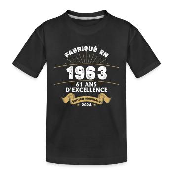 Made in 1963 61 Years of Original Excellence - Kids' Premium Organic T-Shirt - black - Front