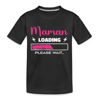 Mom loading Please Wait... - Kids' Premium Organic T-Shirt - black - Front