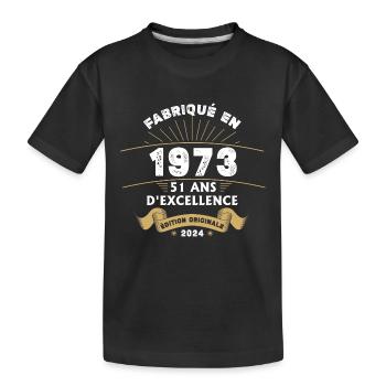 Made in 1973 51 Years of Original Excellence - Kids' Premium Organic T-Shirt - black - Front