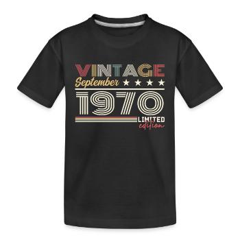 Jahrgang September 1970 September 1970 September - Kinder Premium Bio T-Shirt - Schwarz - Vorne