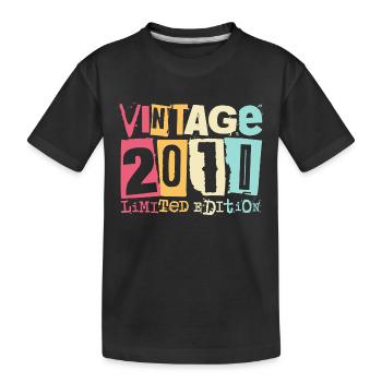 2011 Vintage Birthday Gift - Kids' Premium Organic T-Shirt - black - Front