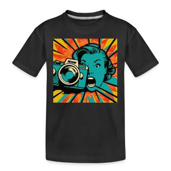 Pop Art Photographer Woman - Kids' Premium Organic T-Shirt - black - Front