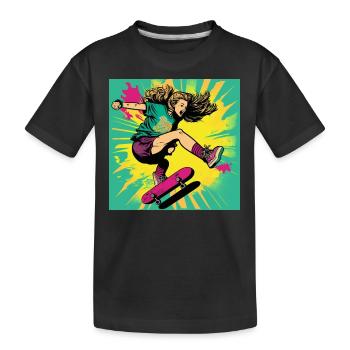 Skater-Mädchen - Kinder Premium Bio T-Shirt - Schwarz - Vorne