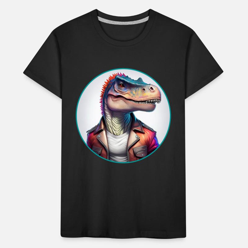 Dinosaur Leather Jacket Kids' Premium Organic T-Shirt