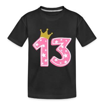 13 Krone 13. Geburtstag 13 Jahre - Kinder Premium Bio T-Shirt - Schwarz - Vorne