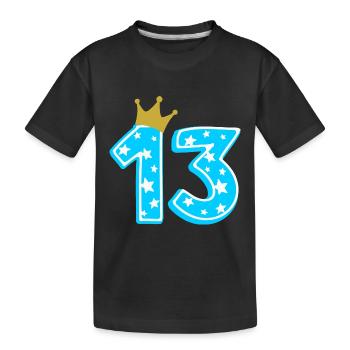 13 Krone 13. Geburtstag 13 Jahre - Kinder Premium Bio T-Shirt - Schwarz - Vorne