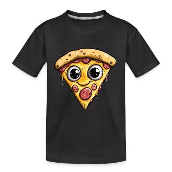Happy pizza slice - Kids' Premium Organic T-Shirt - black - Front