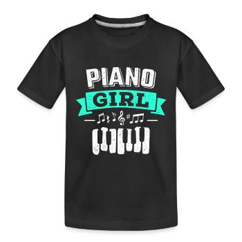 Klavier Musik Pianistin Musiknoten - Kinder Premium Bio T-Shirt - Schwarz - Vorne