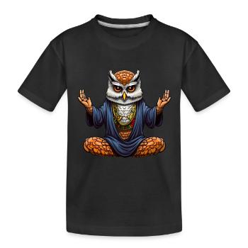 Yoga Owl - Kids' Premium Organic T-Shirt - black - Front