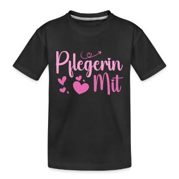 Pflegerin - Herz Symbol - Pflegefachfrau - DANKE - Kinder Premium Bio T-Shirt - Schwarz - Vorne