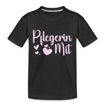 Pflegerin - Herz Symbol - Pflegefachfrau - DANKE - Kinder Premium Bio T-Shirt - Schwarz - Vorne