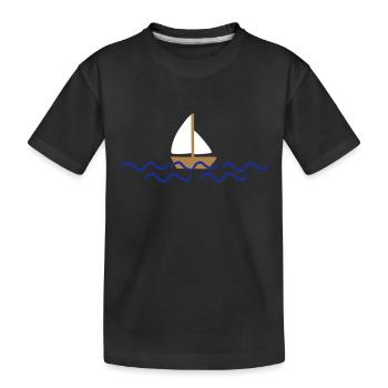Schiff mit Wellen - Kinder Premium Bio T-Shirt - Schwarz - Vorne