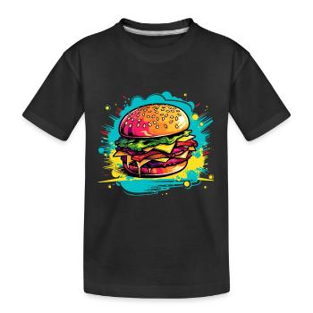 Explosion de hamburgers colorés - T-shirt bio Premium Enfant - noir - Devant