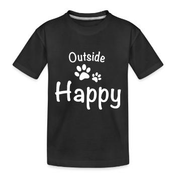 Outside dog happy dog walk - Kids' Premium Organic T-Shirt - black - Front