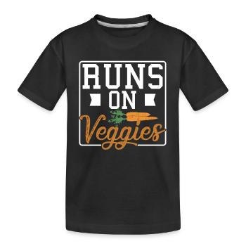 Runs on veggies - Kids' Premium Organic T-Shirt - black - Front