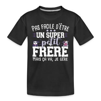 Petit Frère Panda Vache Cadeau Bébé Garçon Famille - T-shirt bio Premium Enfant - noir - Devant