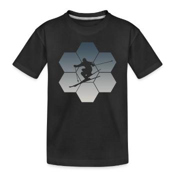 Skiing Skifahrer Ski Geschenkidee Pistensau - Kinder Premium Bio T-Shirt - Schwarz - Vorne