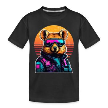 Quokka with hamster cheeks in the sunset - Kids' Premium Organic T-Shirt - black - Front
