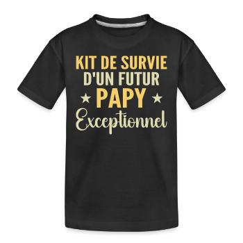 Kit De Survie Futur Papy Cadeau personnalisé - T-shirt bio Premium Enfant - noir - Devant