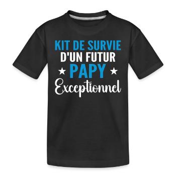 Personalisiertes Geschenk für den zukünftigen Opa Survival Kit - Kinder Premium Bio T-Shirt - Schwarz - Vorne