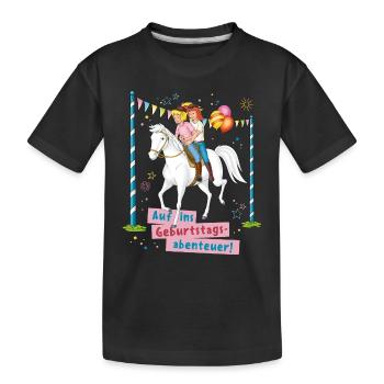 Bibi & Tina Auf Ins Geburtstagsabenteuer - Kinder Premium Bio T-Shirt - Schwarz - Vorne