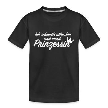 Prinzessin - Kinder Premium Bio T-Shirt - Schwarz - Vorne