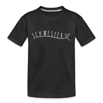 Schwester Herz Geschenk Liebe Familie - Kinder Premium Bio T-Shirt - Schwarz - Vorne