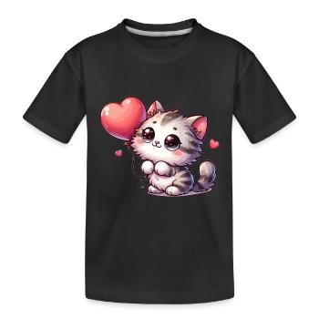Katze Ballon Haustiere - Kinder Premium Bio T-Shirt - Schwarz - Vorne