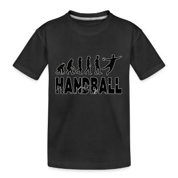 Handball Evolution, vom Primat zum Supersportler - Kinder Premium Bio T-Shirt - Schwarz - Vorne