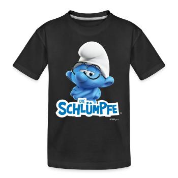 Le logo schtroumpf Schlaubi - T-shirt bio Premium Enfant - noir - Devant