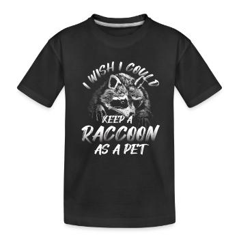 Panda Love Raccoon - Kids' Premium Organic T-Shirt - black - Front