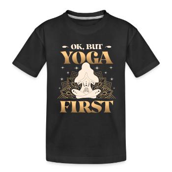 Ok, but yoga was first, Lotus Namaste - Kids' Premium Organic T-Shirt - black - Front