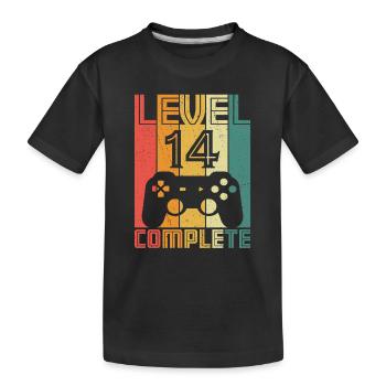 14. Geburtstag Gamer Level 14 Complete 14 Jahre - Kinder Premium Bio T-Shirt - Schwarz - Vorne
