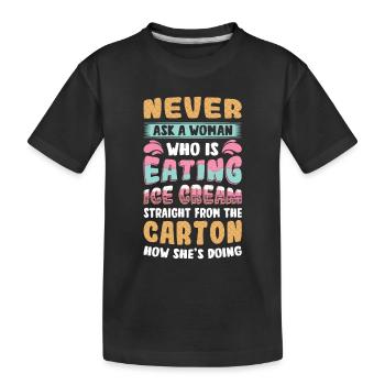Sad Women Heartbreak Lovesickness Ice Cream - Kids' Premium Organic T-Shirt - black - Front