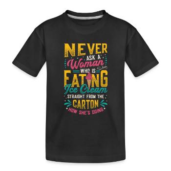 Sad Women Heartbreak Lovesickness Ice Cream - Kids' Premium Organic T-Shirt - black - Front