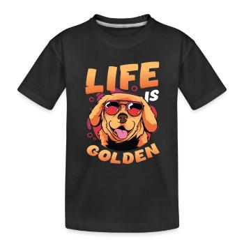 Das Leben ist golden - Golden Retriever - Kinder Premium Bio T-Shirt - Schwarz - Vorne