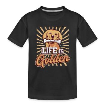 Das Leben ist golden - Golden Retriever - Kinder Premium Bio T-Shirt - Schwarz - Vorne