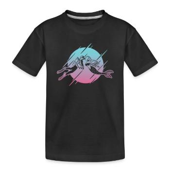 Plongeur sous-marin embrassant la sirène - T-shirt bio Premium Enfant - noir - Devant