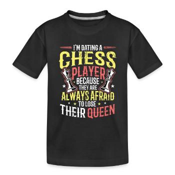 Dating mit einer Schachspielerin Schachfrau - Kinder Premium Bio T-Shirt - Schwarz - Vorne