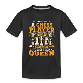 Dating mit einer Schachspielerin Schachfrau - Kinder Premium Bio T-Shirt - Schwarz - Vorne