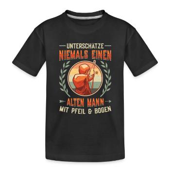 Old man With bow and arrow, archery. - Kids' Premium Organic T-Shirt - black - Front