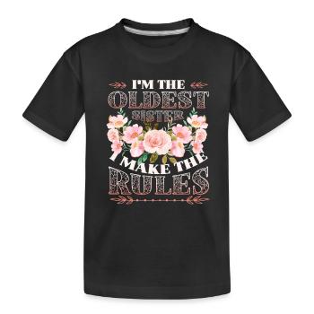 Sœur aînée, je fais les règles. - T-shirt bio Premium Enfant - noir - Devant