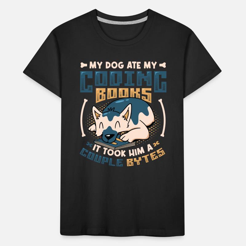 Dog Bytes Code Programmation de blagues informatiques T-shirt bio Premium Enfant