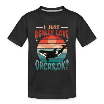Orca Whale, j’adore les orques, vraiment. - T-shirt bio Premium Enfant - noir - Devant