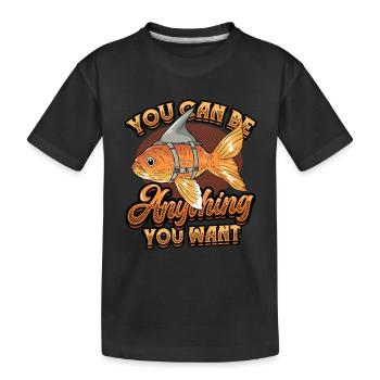 Goldfish Be A Shark, Motivationsbotschaft. - Kinder Premium Bio T-Shirt - Schwarz - Vorne