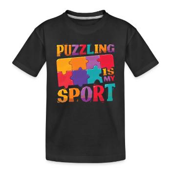Les puzzles sont mon sport, mon amoureux des puzzles. - T-shirt bio Premium Enfant - noir - Devant