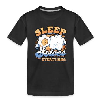 Le sommeil résout tout, moutons, sommeil, lève-tard. - T-shirt bio Premium Enfant - noir - Devant