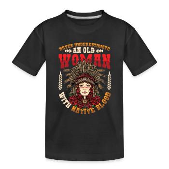 Alte Frauen Mit Native Blood Indian Native - Kinder Premium Bio T-Shirt - Schwarz - Vorne