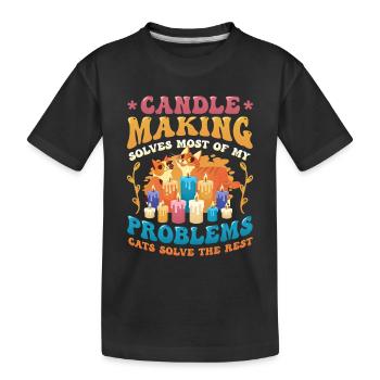 Fabrication de bougies Amoureux des chats Fabricants de bougies - T-shirt bio Premium Enfant - noir - Devant